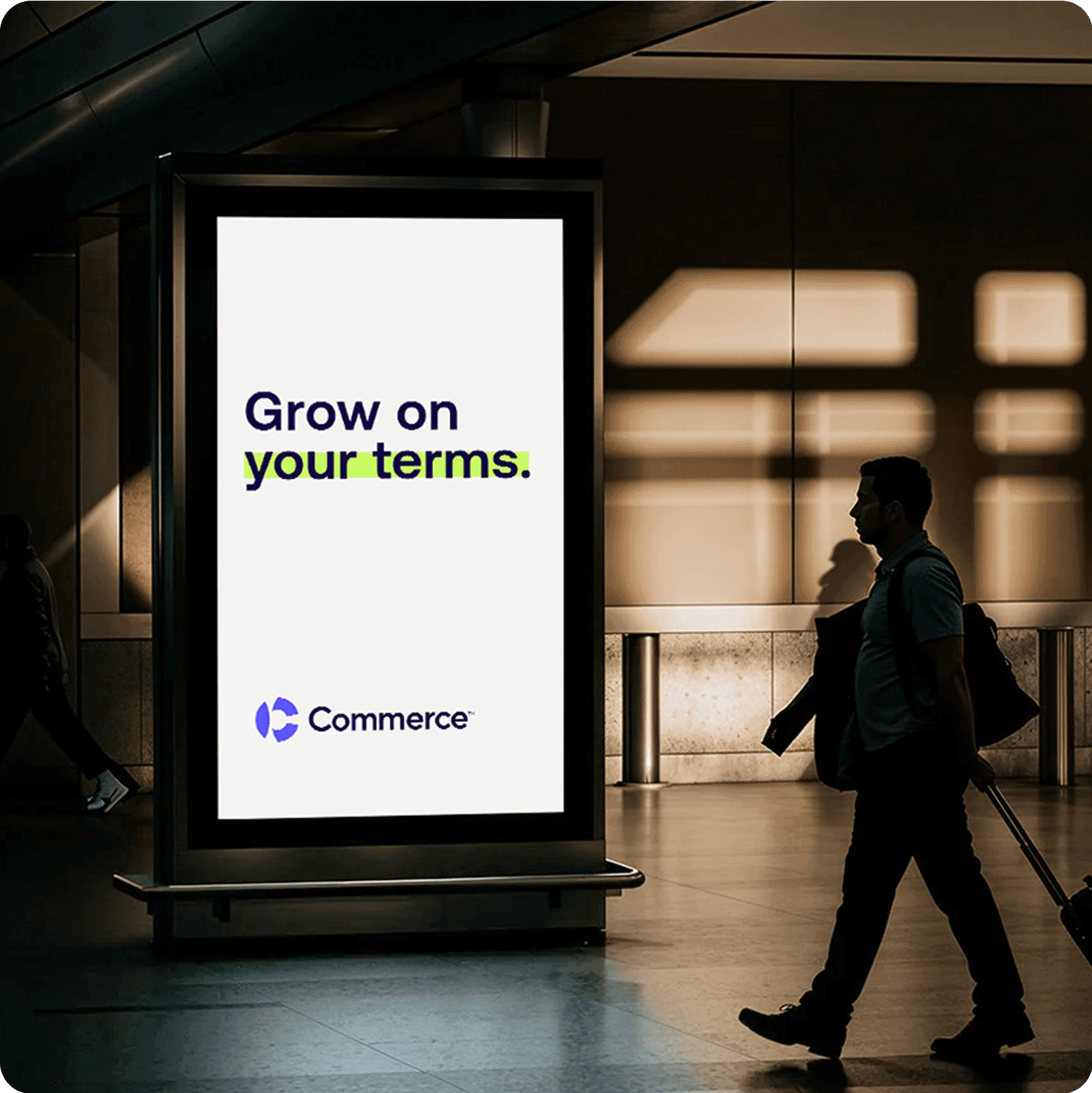 Airport with a Commerce sign that reads Grow on your terms.